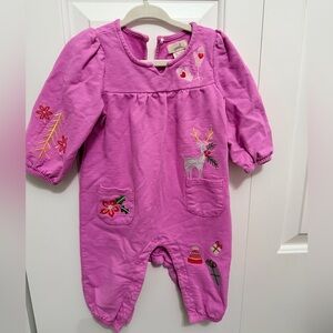 Peek Purple Footie with Holiday Embroidery